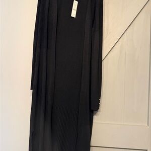 White House Black Market Black Ribbed Duster
